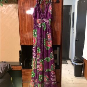 Colorful Purple and Green Maxi Dress